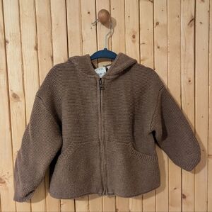 Zara Brown Knit Hoodie with Zip